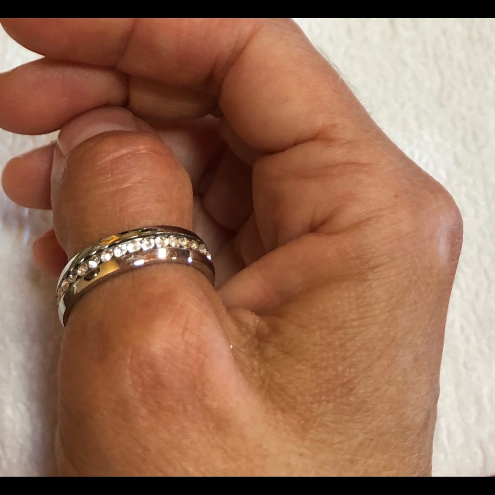 New Unisex Eternity Crystal Steel Ring Size 10.5 - Picture 3 of 7